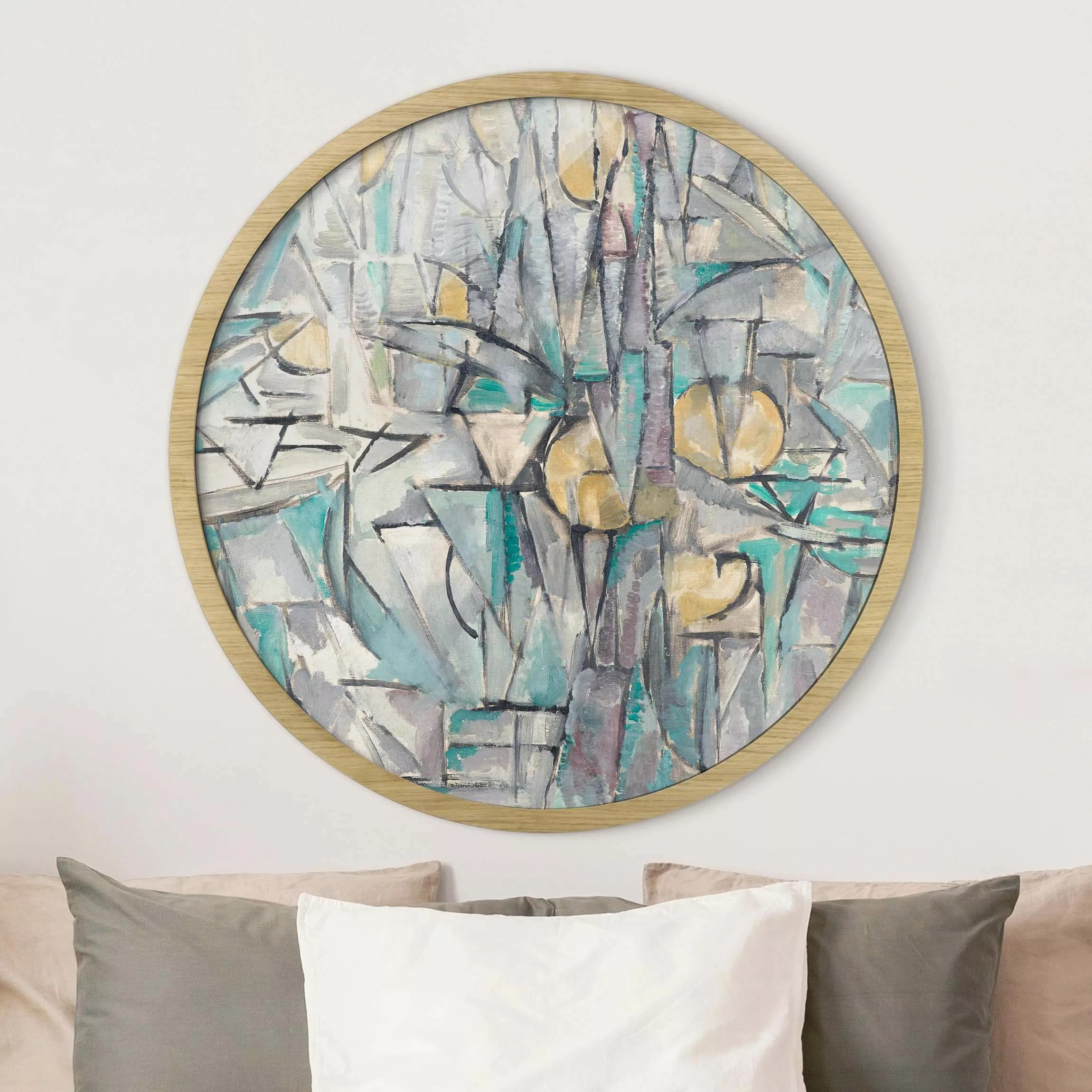Rundes Gerahmtes Bild Piet Mondrian - Komposition X günstig online kaufen