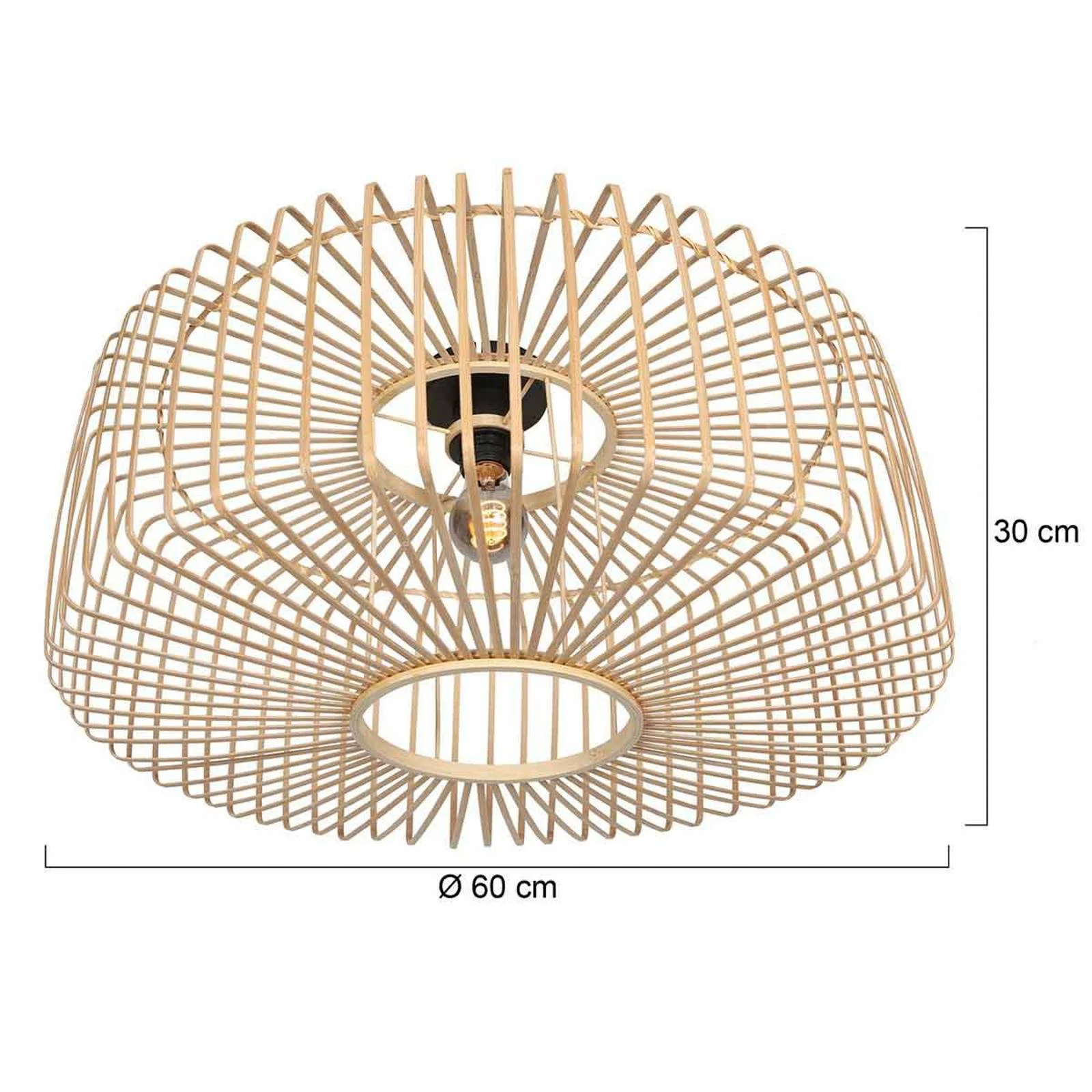 Deckenleuchte Bloeba, Ø 60 cm, Holz, natur, E27 günstig online kaufen