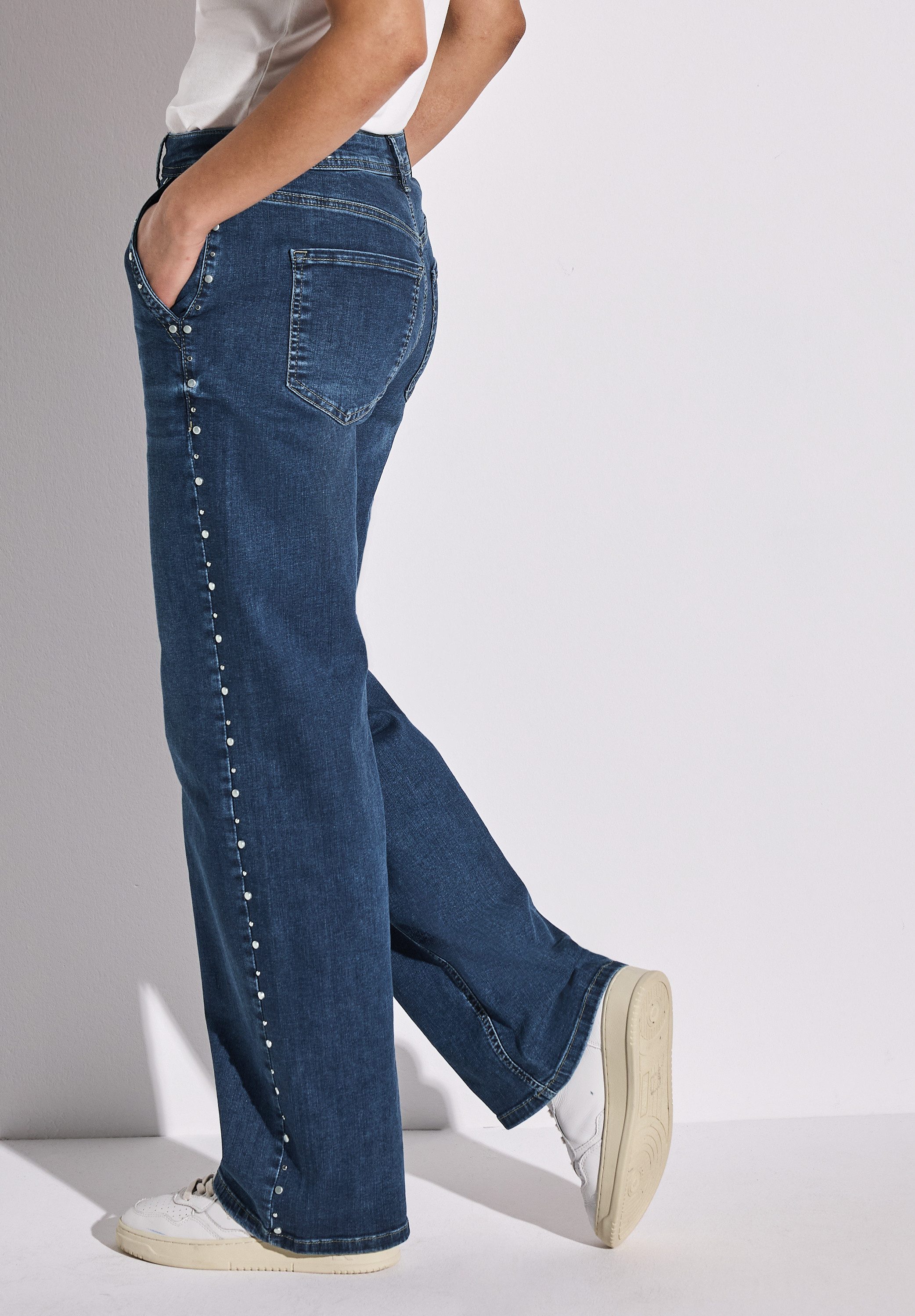 STREET ONE High-waist-Jeans mit Nieten günstig online kaufen