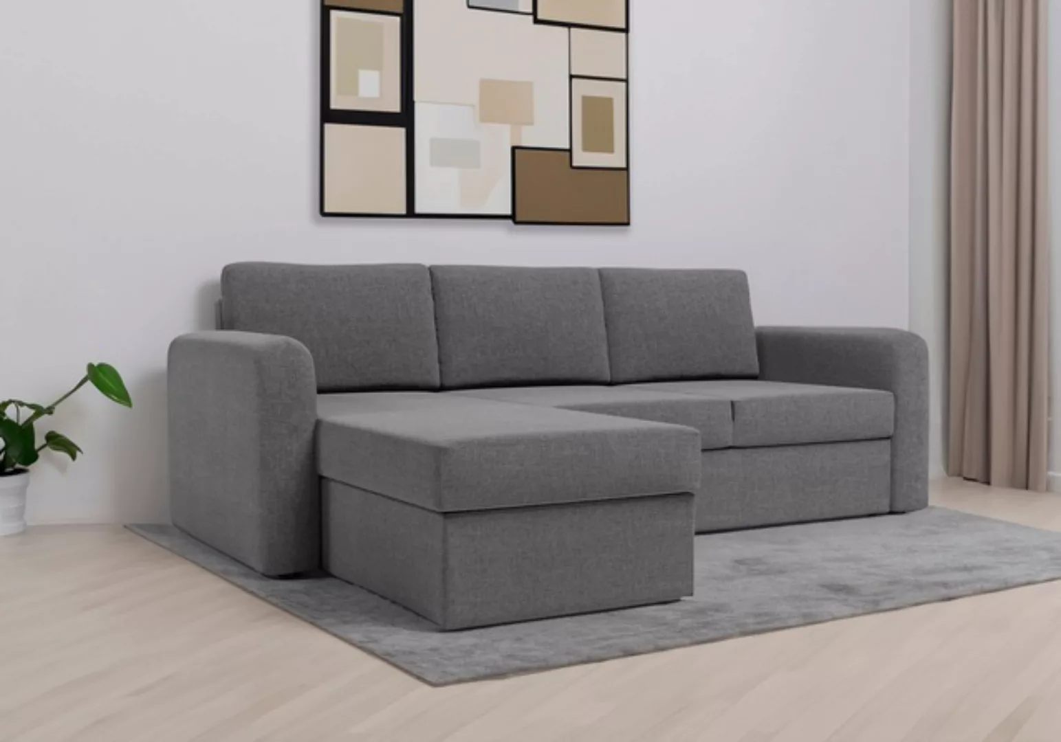 Home affaire Ecksofa "Delaware, Breite 223 cm, Webstoff fein, mit Stauraum" günstig online kaufen