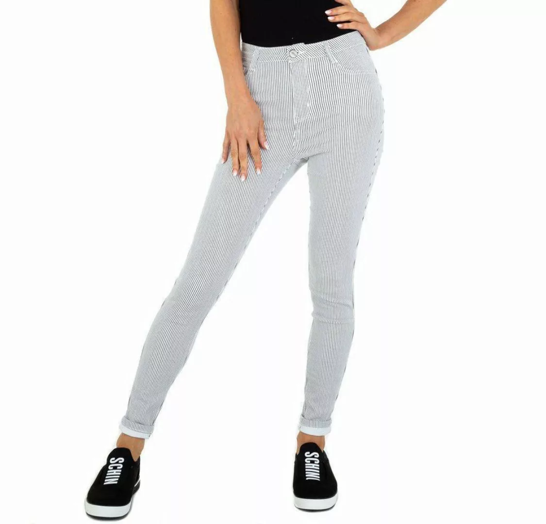 Ital-Design Röhrenhose Damen Freizeit Gestreift Stretch Skinny-Hose in Weiß günstig online kaufen