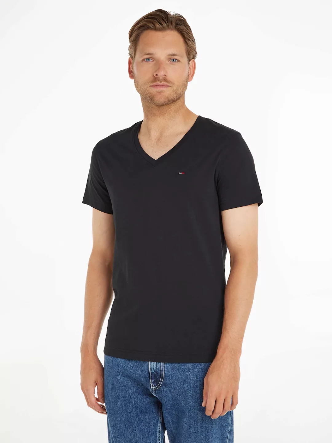 Tommy Jeans T-Shirt TJM ORIGINAL JERSEY V NECK TEE mit V-Ausschnitt und dez günstig online kaufen