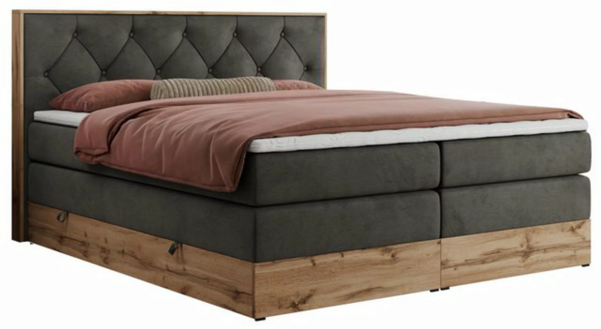 MKS MÖBEL Boxspringbett VENETO KING (Doppelbett mit Multipocket-Matratzen u günstig online kaufen