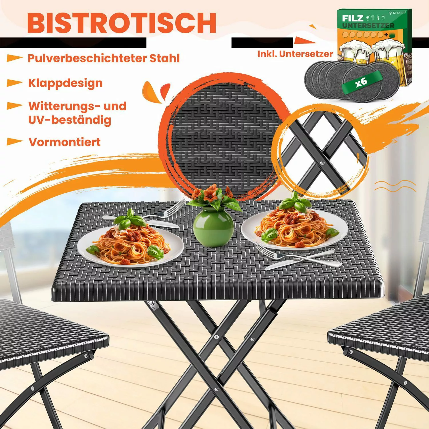KESSER Bistrotisch Balkontisch klappbar (Gartentisch mit günstig online kaufen