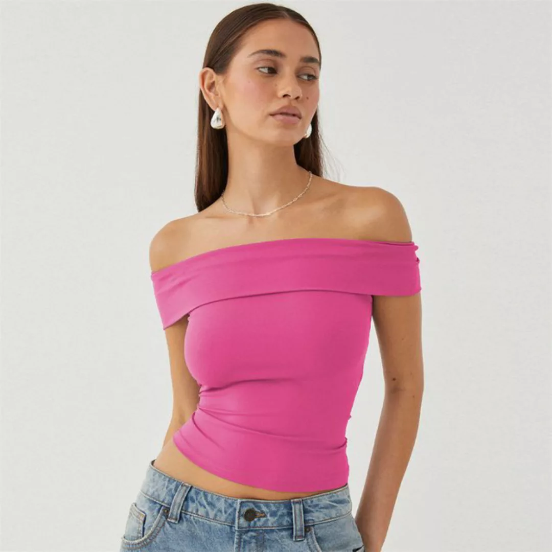 RUZU UG Hemdbluse Trägerloses, sexy T-Shirt mit einer Schulter und schmaler günstig online kaufen