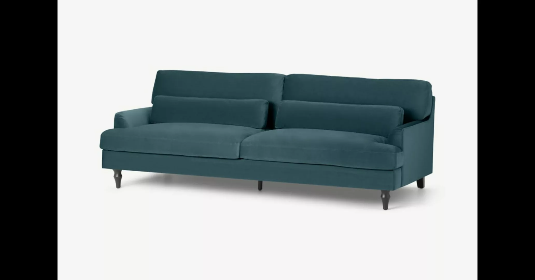Tamyra 3-Sitzer Sofa, Samt in Stahlblau und Schwarz - MADE.com günstig online kaufen