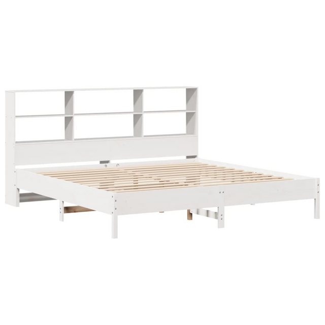 vidaXL Bett Massivholzbett mit Regal ohne Matratze Weiß 200x200 cm Kiefer günstig online kaufen