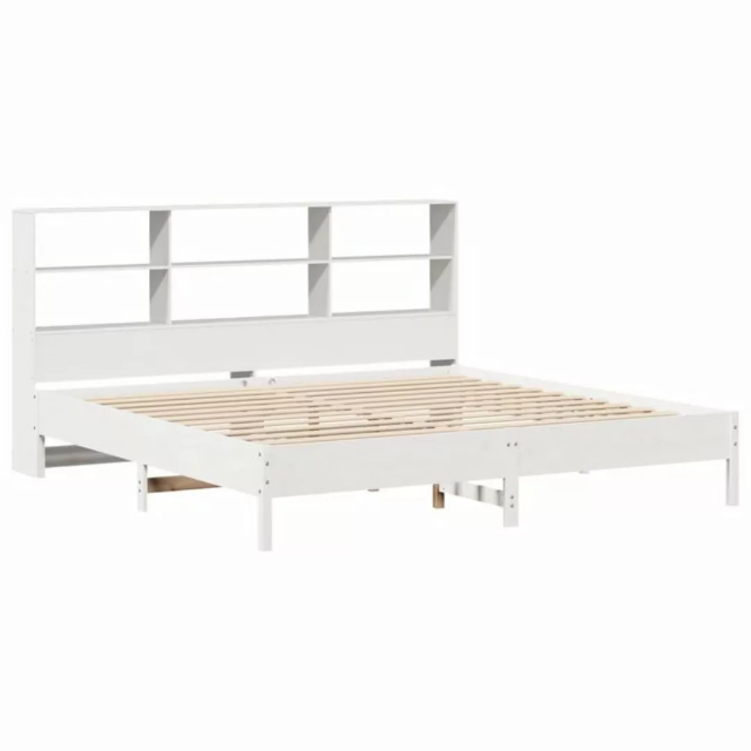 vidaXL Bett Massivholzbett mit Regal ohne Matratze Weiß 200x200 cm Kiefer günstig online kaufen