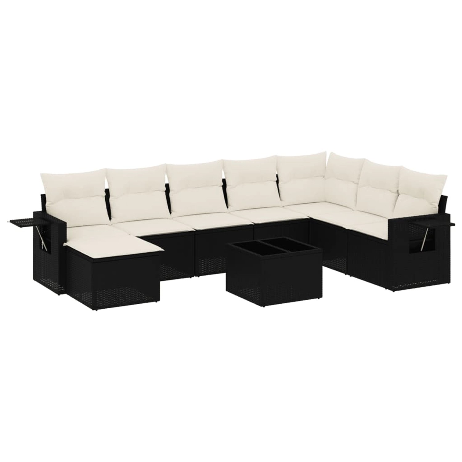 vidaXL 9-Tlg Garten-Sofagarnitur mit Kissen Schwarz Poly Rattan 3220565 günstig online kaufen