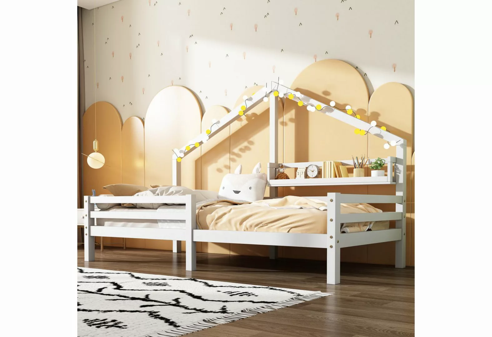 Rustrky Kinderbett Jugendbett Hausbett (90x200cm Weiß mit Lattenrost ohne M günstig online kaufen