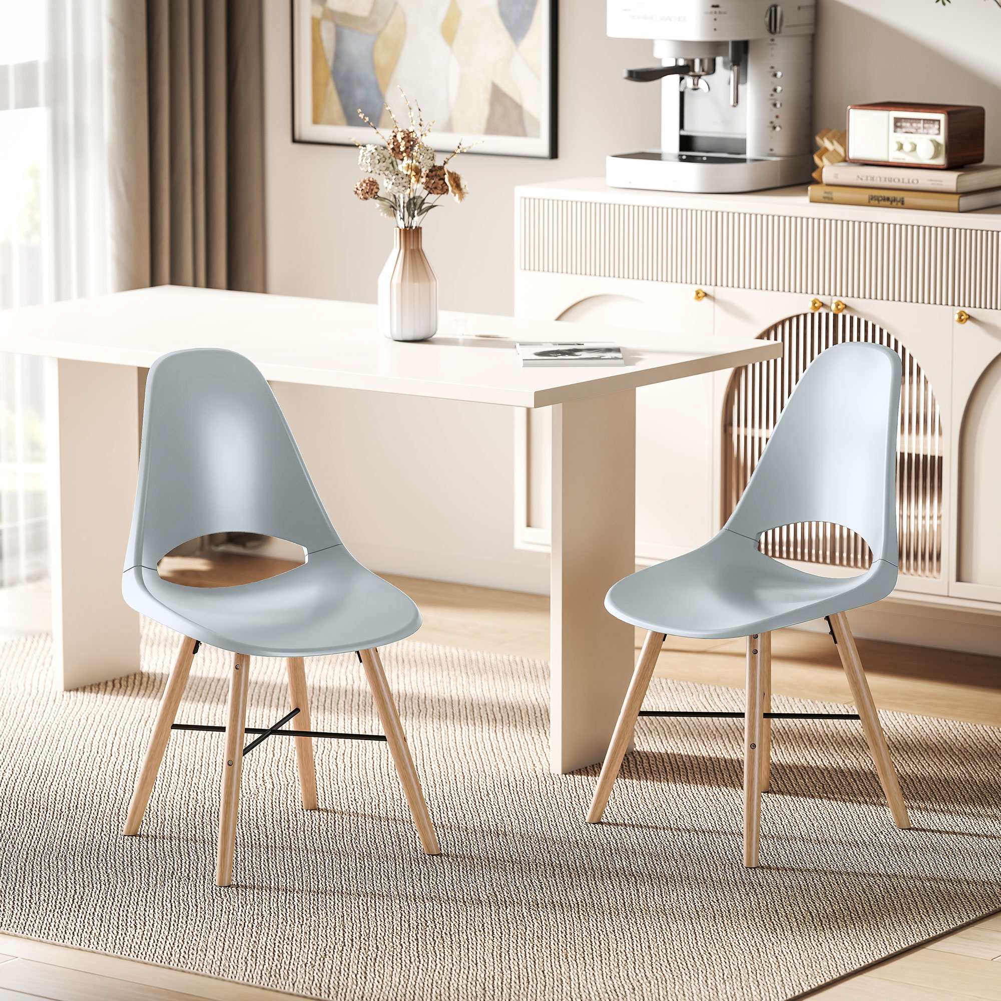 HOMCOM Set von 2 Esszimmerstühlen, Moderne Küchenstühle mit Aussparungsdesi günstig online kaufen