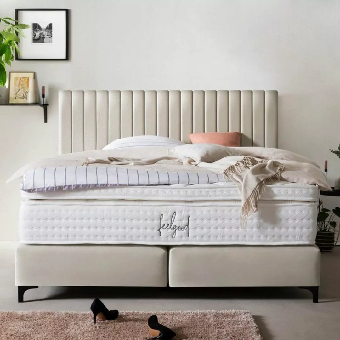 BettCo Boxspringbett Paris (in Creme Samt), Pfeifensteppung, Topper optiona günstig online kaufen