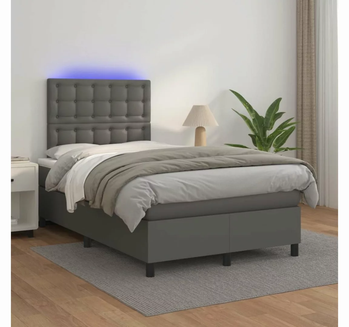 vidaXL Boxspringbett Boxspringbett mit Matratze & LED Kunstleder (120 x 200 günstig online kaufen