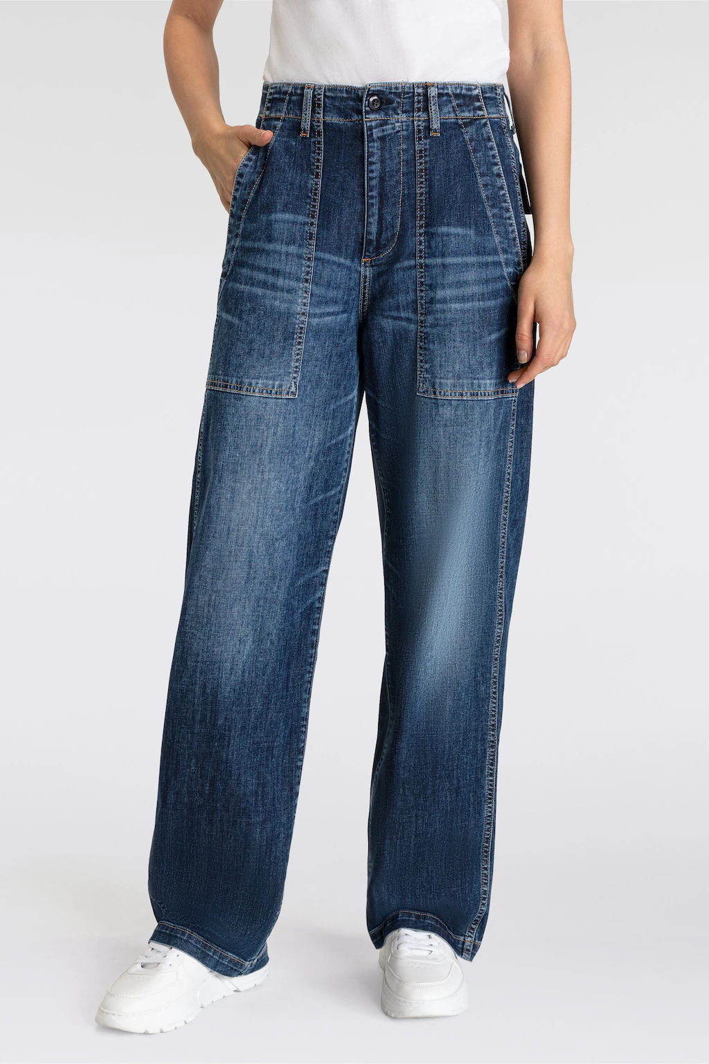 Herrlicher 5-Pocket-Jeans "Fatique Women Wide Recycled Light Denim", mit gr günstig online kaufen