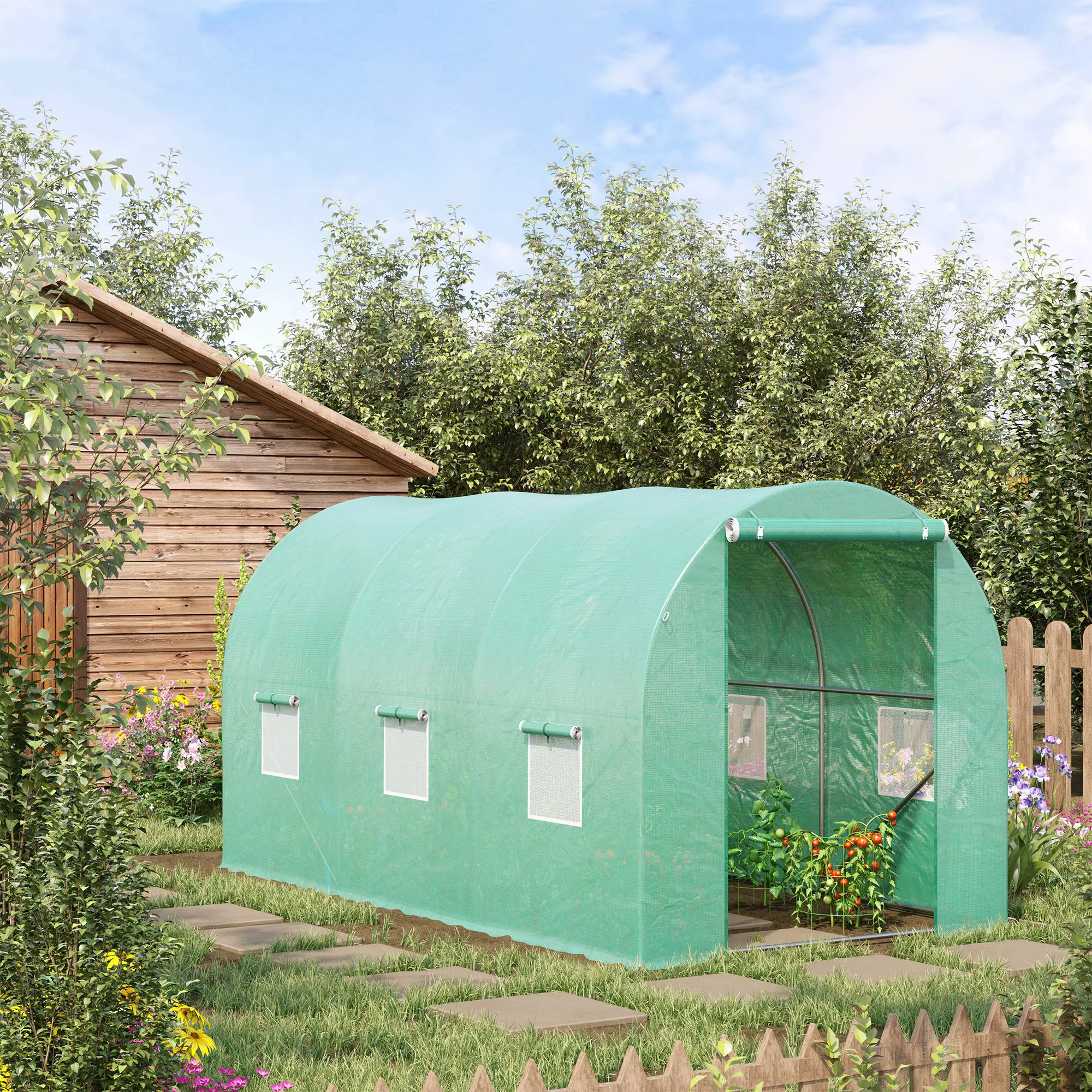 Outsunny Foliengewächshaus Tomatengewächshaus Treibhaus Folientunnel Frühbe günstig online kaufen