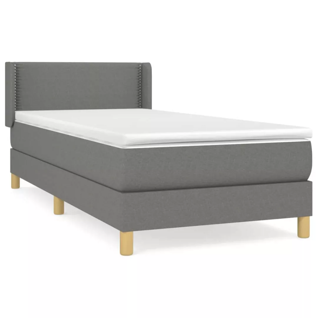 Vidaxl Boxspringbett Mit Matratze Dunkelgrau 100x200 Cm Stoff günstig online kaufen