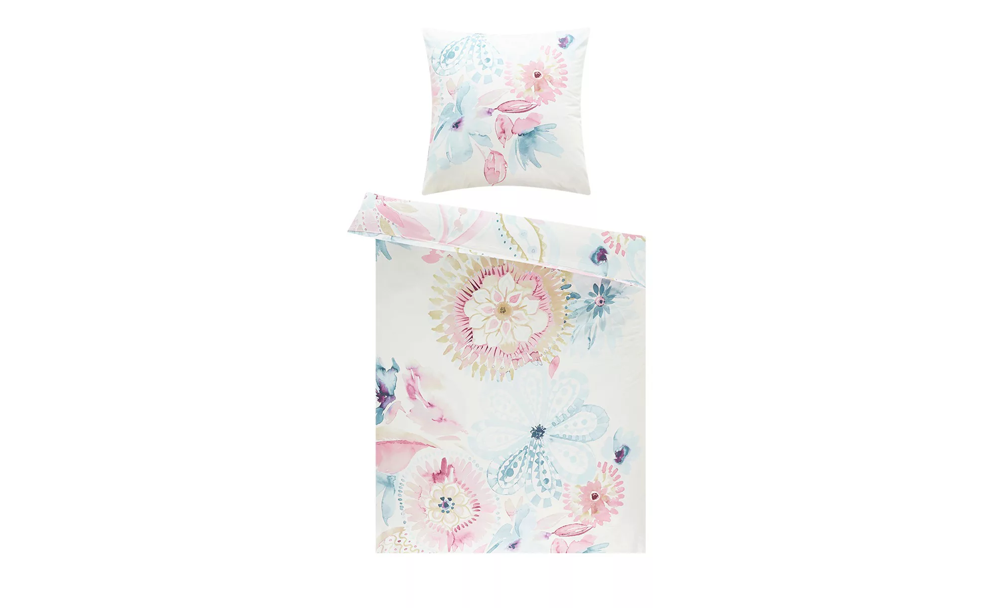 AURO Satin Bettwäsche  Floral - grau - 100% Baumwolle - 135 cm - Bettwaren günstig online kaufen