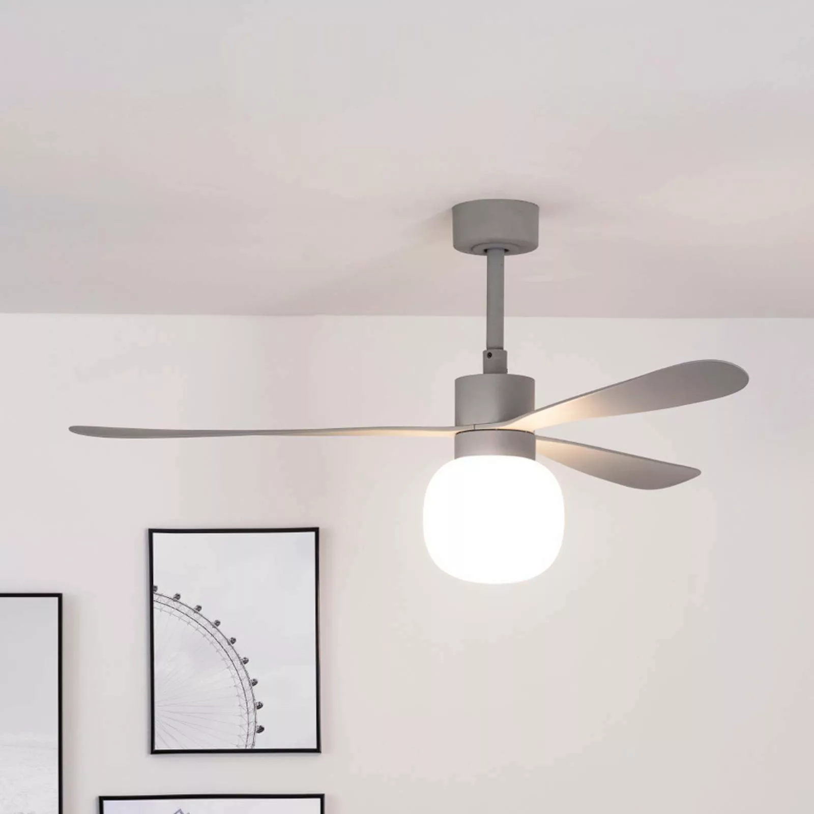 Deckenventilator Amelia Ball LED-Leuchte, grau günstig online kaufen