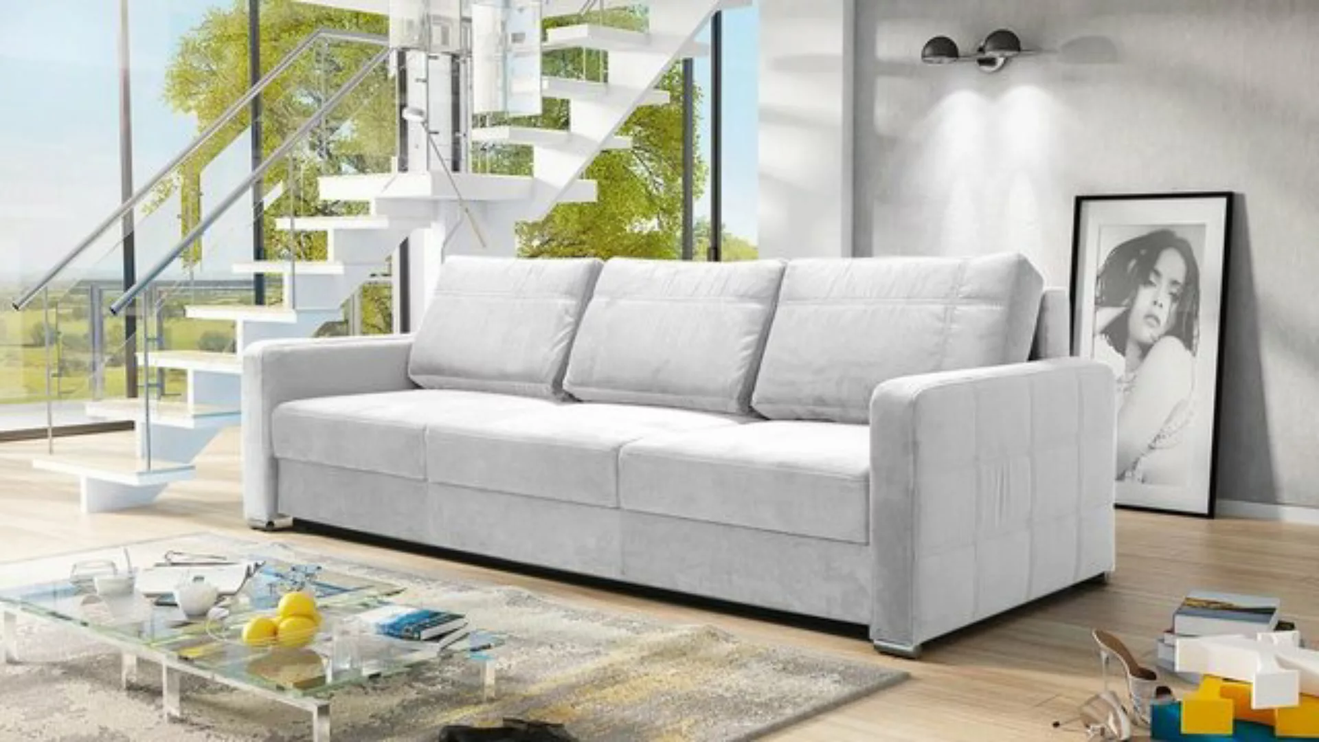 JVmoebel Sofa Schlafsofa Sofas Klapp Textil Couch Bett Sofa Kasten Couchen günstig online kaufen