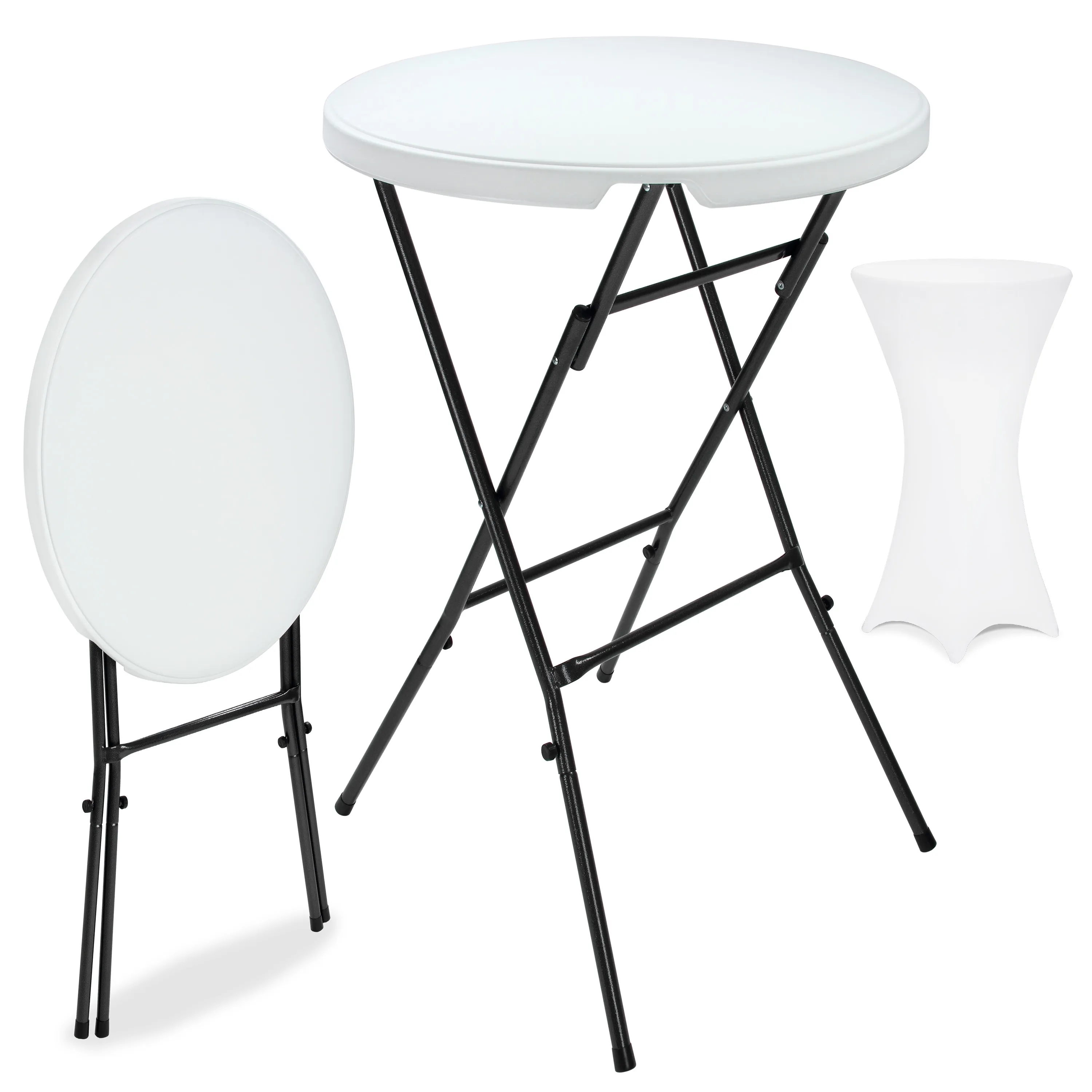 Stehtisch Weiß Ø72cm + Stehtischhusse Weiß Ø70cm günstig online kaufen