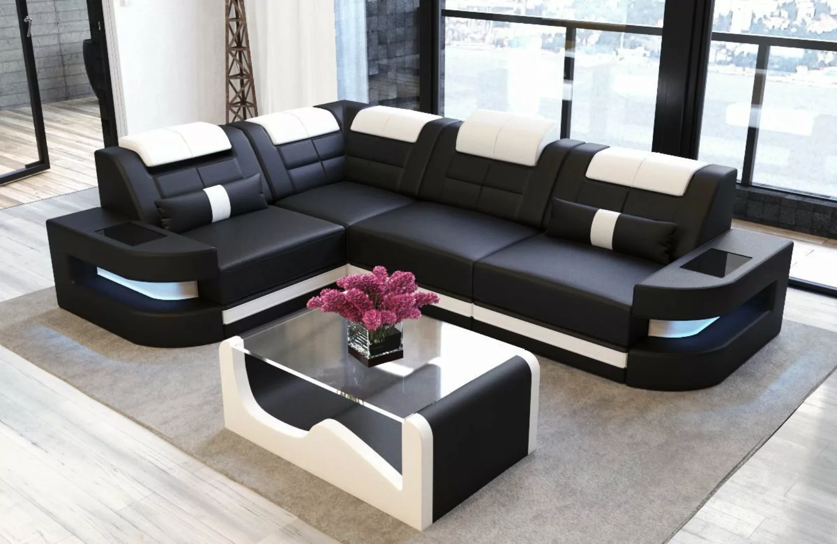 Sofa Dreams Ecksofa Ledercouch Sofa Leder Como L Form Ledersofa, Couch, mit günstig online kaufen