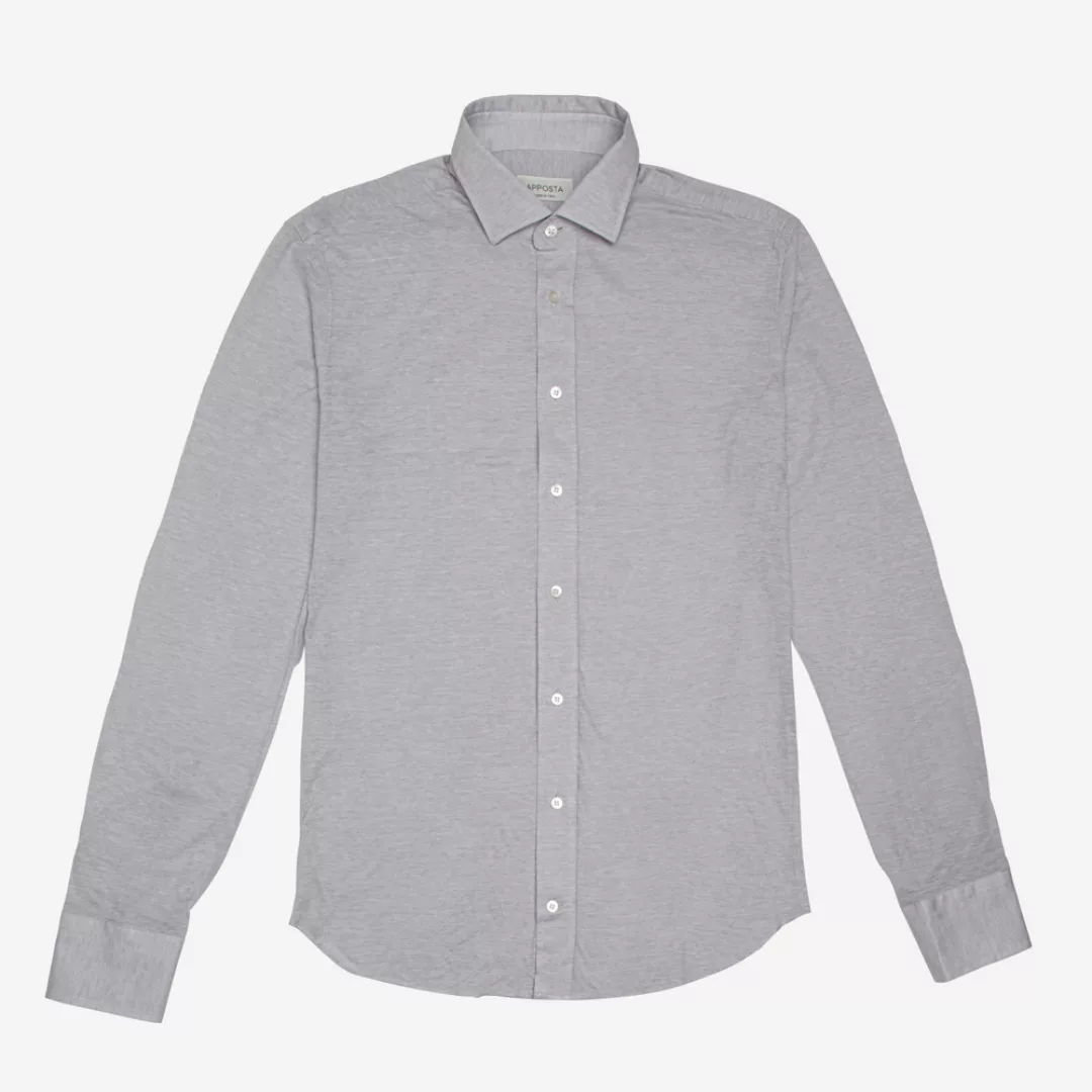 Hemd  einfarbig  grau 100% reine baumwolle jersey, kragenform  modernisiert günstig online kaufen