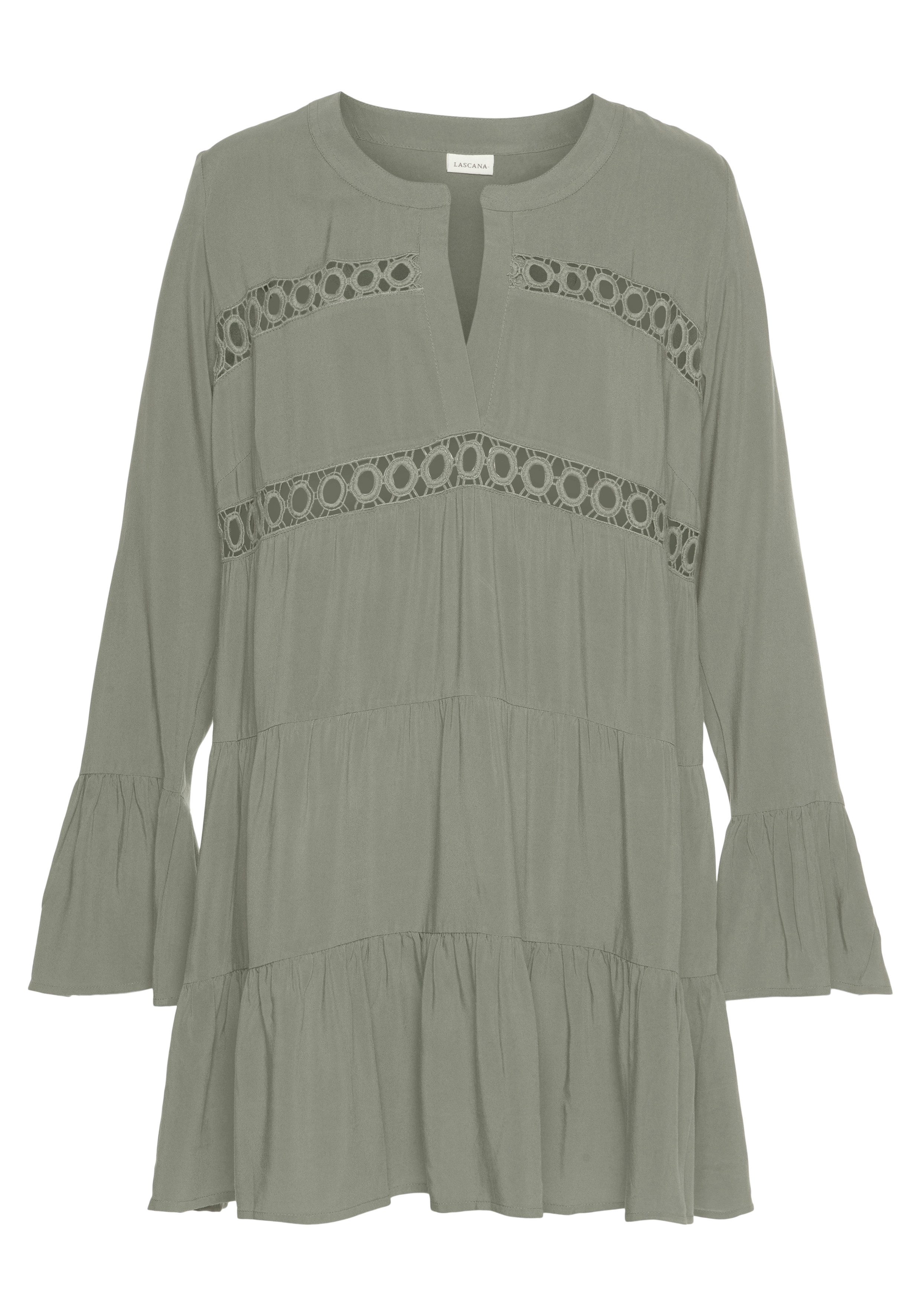 LASCANA Longbluse, mit Spitzeneinsätzen, Tunika, Blusenkleid, Strandmode günstig online kaufen