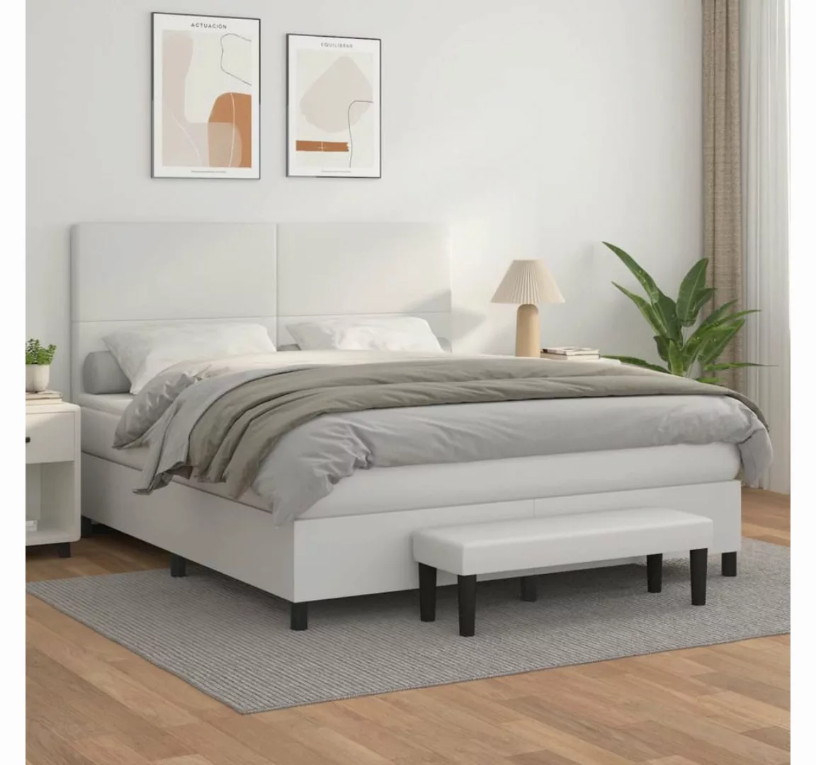 vidaXL Boxspringbett Boxspringbett mit Matratze und Fusshocker Kunstleder ( günstig online kaufen