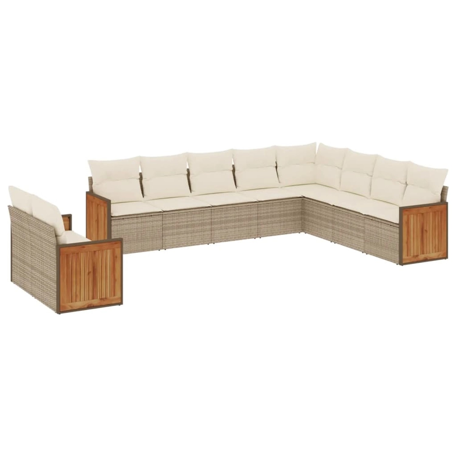 vidaXL 10-tlg Garten-Sofagarnitur mit Kissen Beige Poly Rattan Modell 166 günstig online kaufen