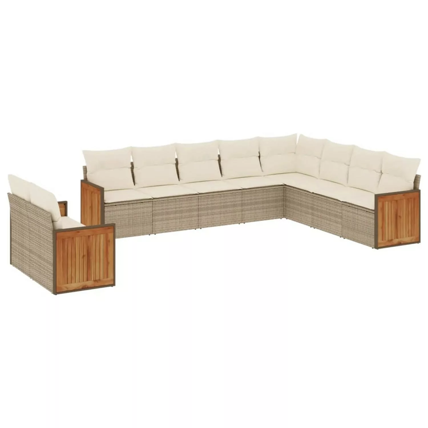 vidaXL 10-tlg Garten-Sofagarnitur mit Kissen Beige Poly Rattan Modell 166 günstig online kaufen