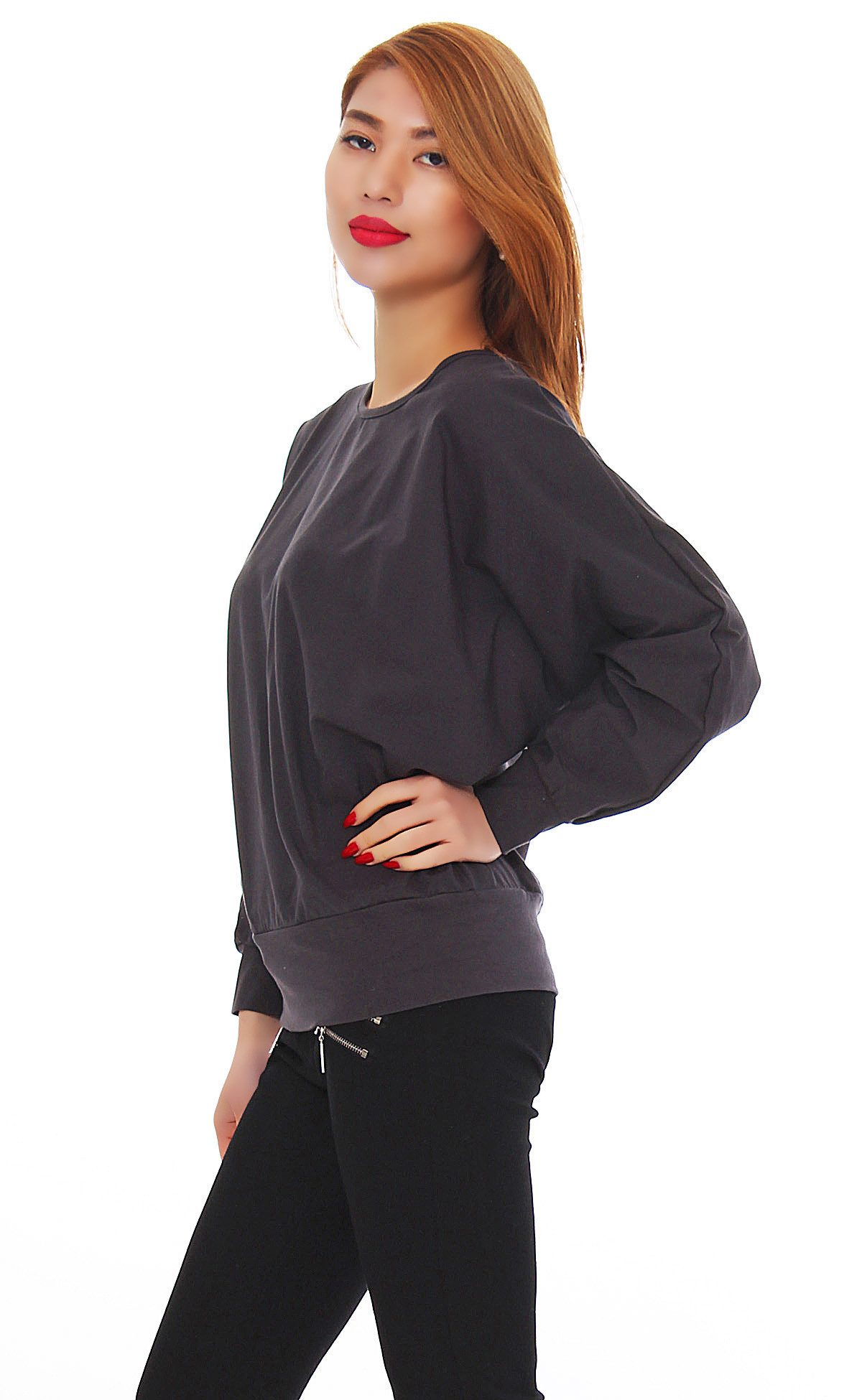 Mississhop Langarmshirt Damen-Sweatshirt mit Fledermausärmeln Ida günstig online kaufen