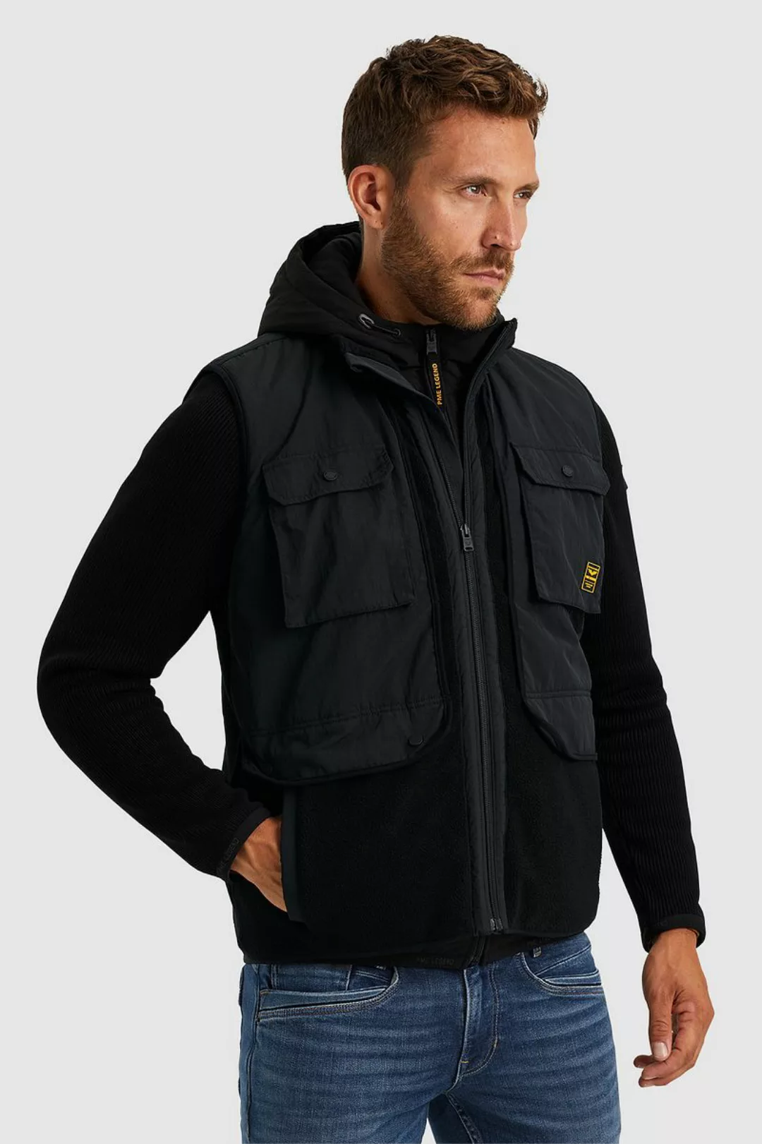 PME Legend Fleece-Bodywarmer Schwarz - Größe L günstig online kaufen