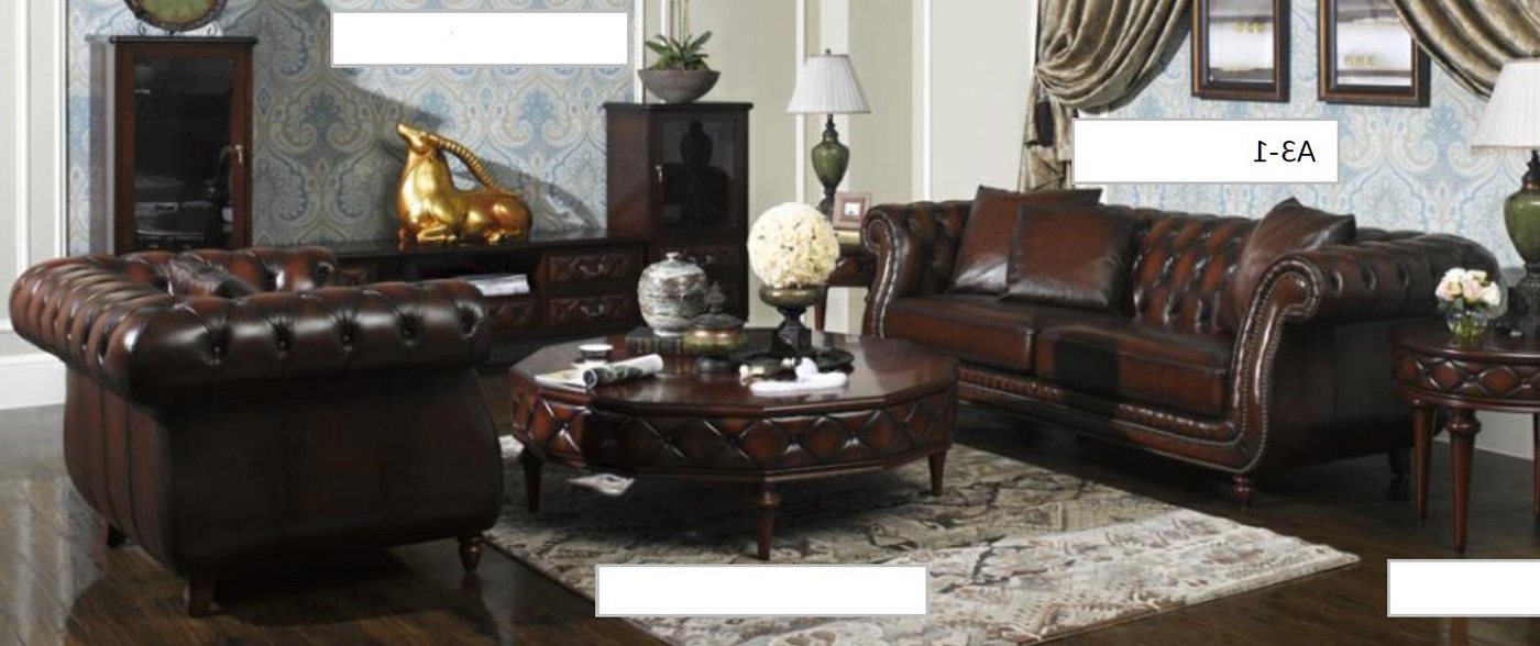 Xlmoebel Sofa Traditionelle Polster-Sofa Chesterfield 3-Sitzer Set aus 100% günstig online kaufen