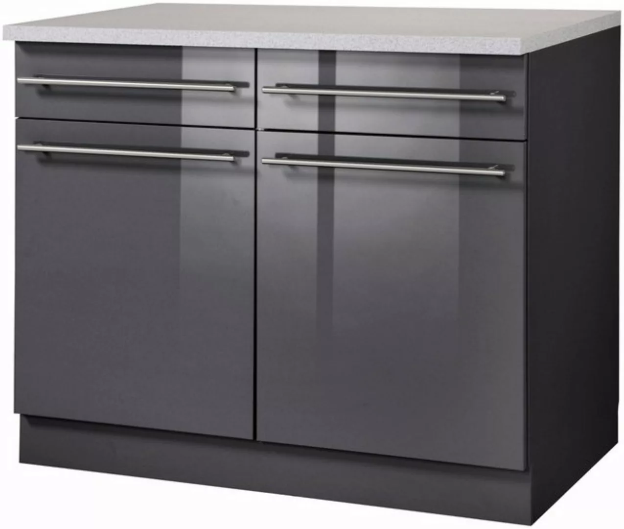 wiho Küchen Unterschrank Chicago 100 cm breit, 2 Schubkästen und 2 Türen, f günstig online kaufen