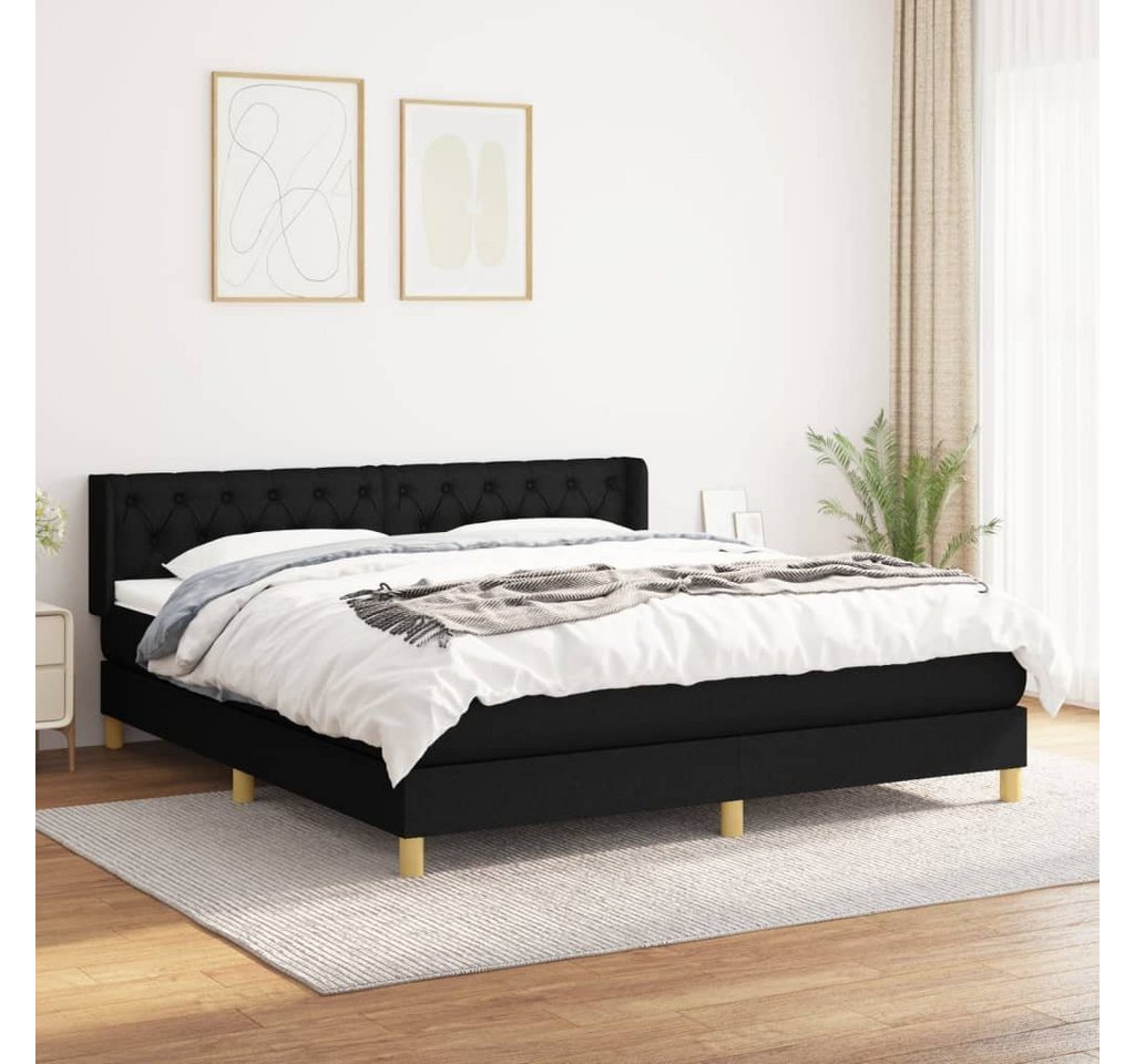 furnicato Bett Boxspringbett mit Matratze Schwarz 160x200 cm Stoff (1-tlg) günstig online kaufen