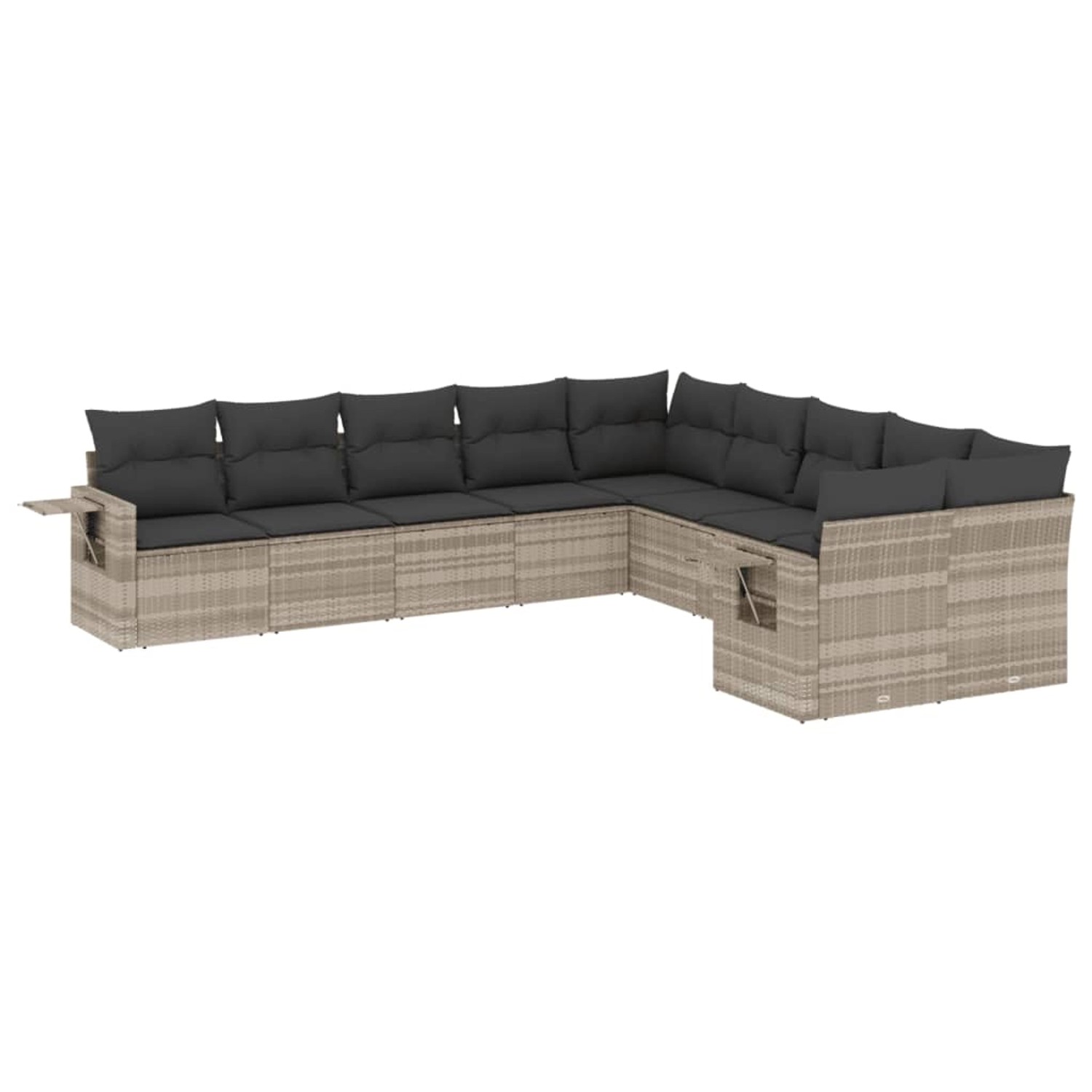 vidaXL 10-Tlg Garten-Sofagarnitur mit Kissen Hellgrau Poly Rattan 3253049 günstig online kaufen