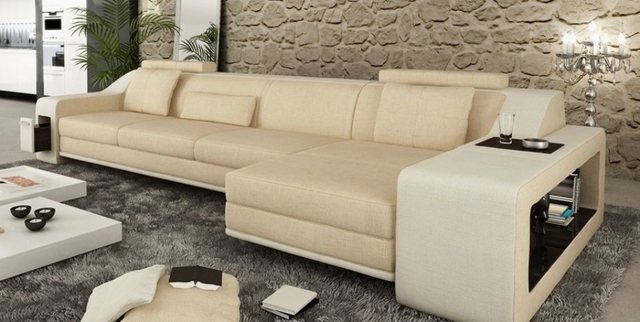 JVmoebel Ecksofa Designer Beige Wohnlandschaft luxus Ecksofa Polster Couch günstig online kaufen