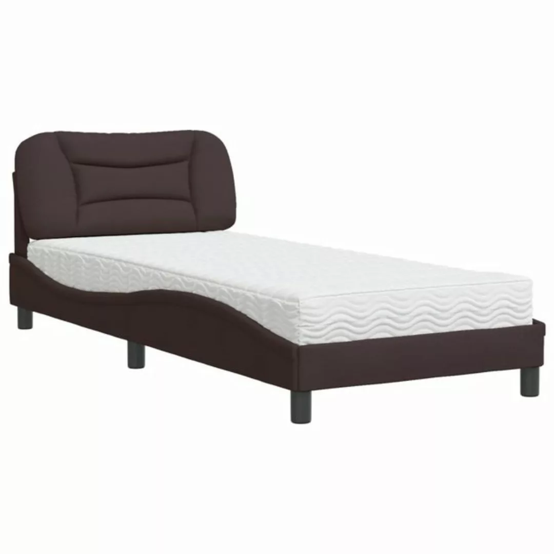 vidaXL Bett Bett mit Matratze Dunkelbraun 90x190 cm Stoff günstig online kaufen