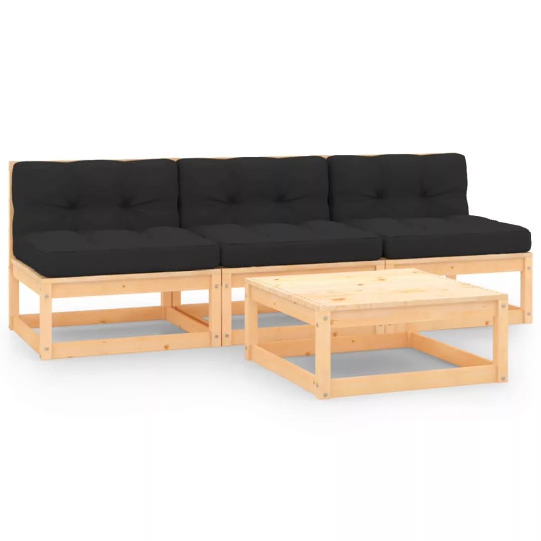 4-tlg. Garten-lounge-set Mit Kissen Massivholz Kiefer günstig online kaufen