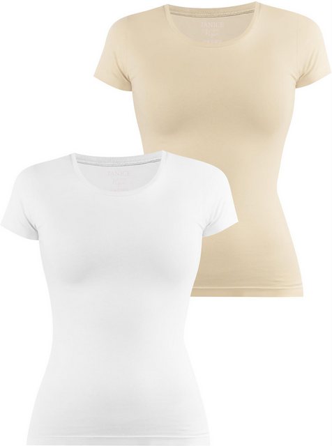 Janice Kurzarmshirt 2 x Damen T-Shirt Nysa Figurbetontes Shirt aus Baumwoll günstig online kaufen