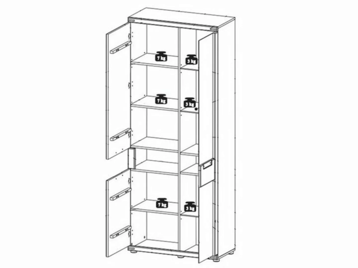 möbelando Vitrine Bakersfield Moderne Vitrine, Korpus aus Spanplatte in Wil günstig online kaufen