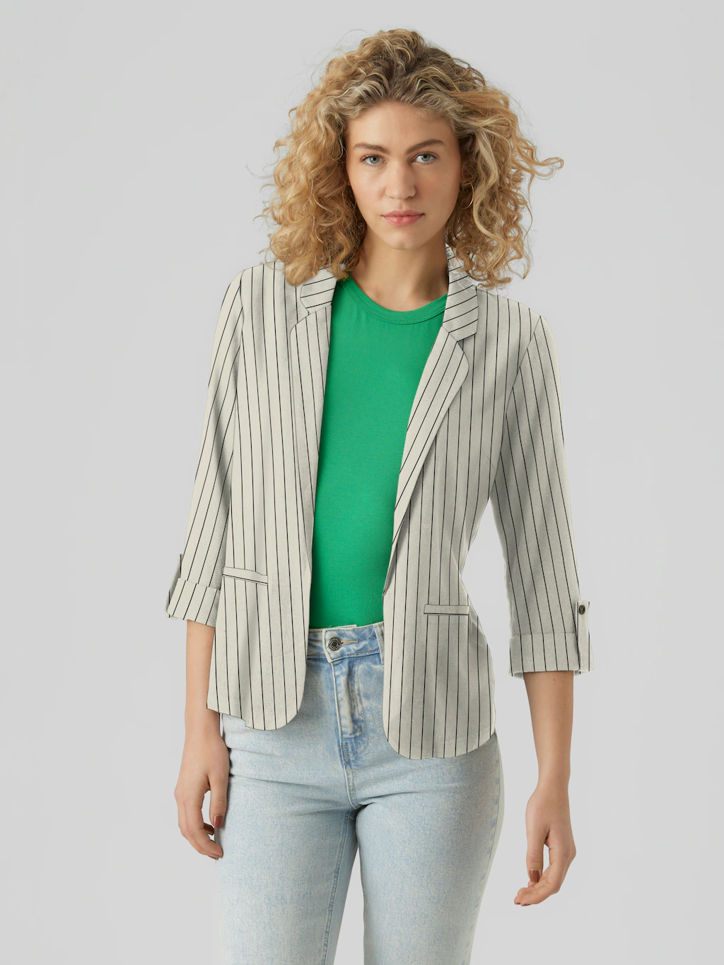 Vero Moda Kurzblazer VMJESMILO 3/4 LOOSE BLAZER WVN GA NOOS mit Leinen günstig online kaufen