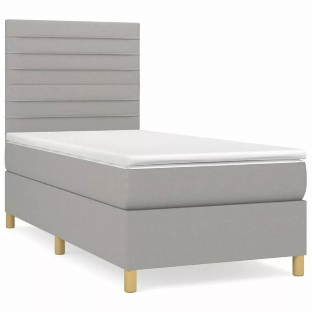 vidaXL Bettgestell Boxspringbett mit Matratze Hellgrau 90x190 cm Stoff Bett günstig online kaufen