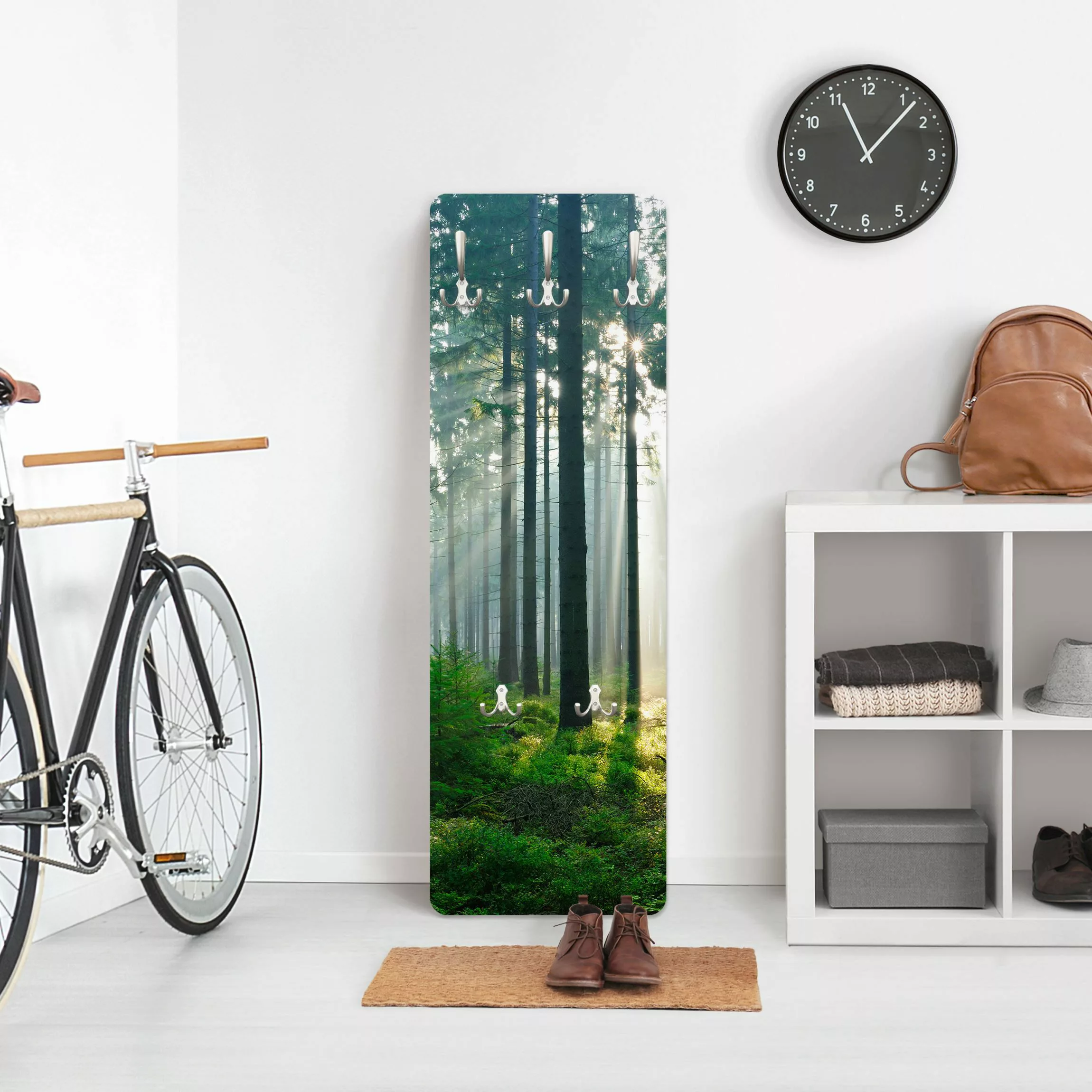 Wandgarderobe Holzpaneel Natur & Landschaft Enlightened Forest günstig online kaufen