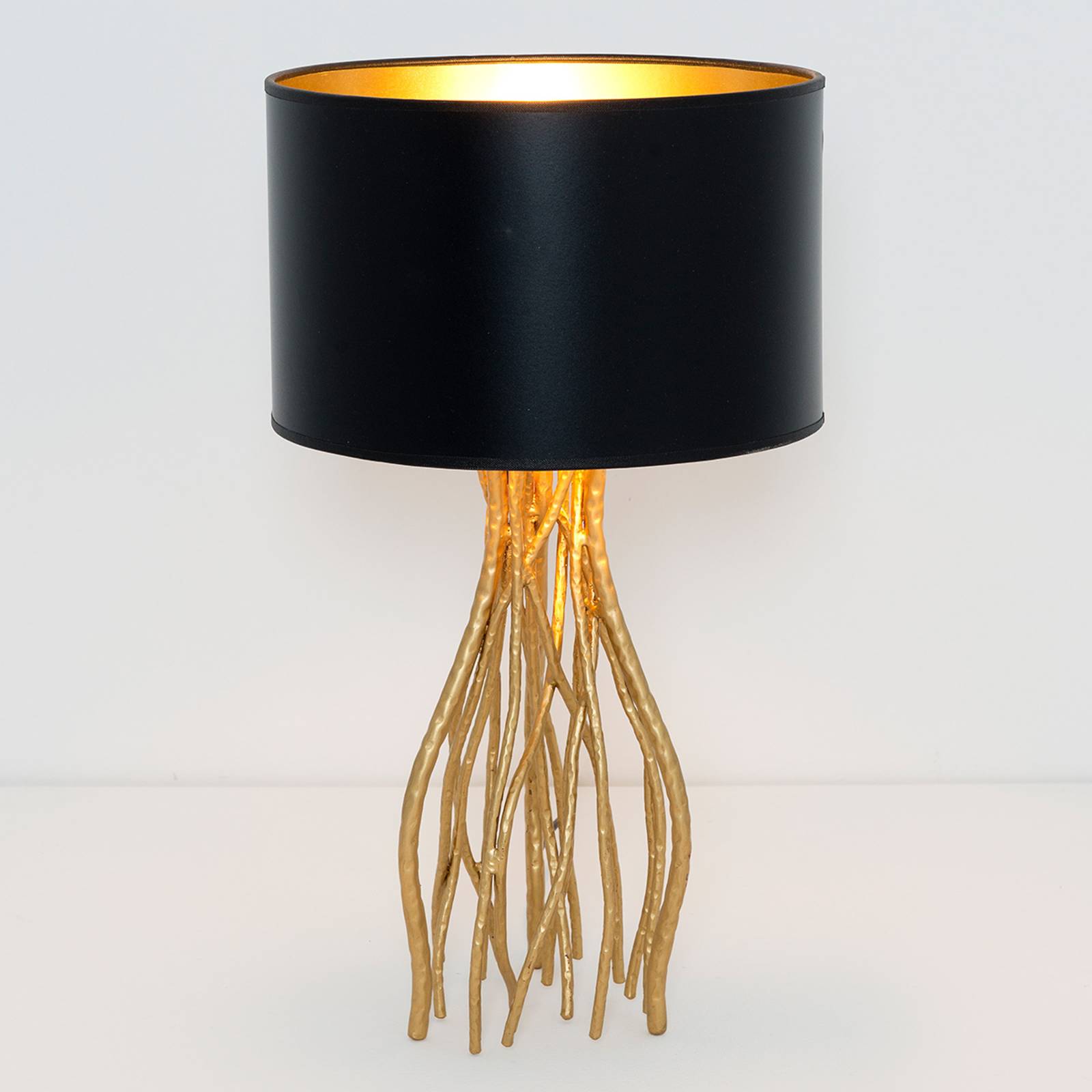 Schwarze Tischlampe Capri, rund, Höhe 44 cm günstig online kaufen