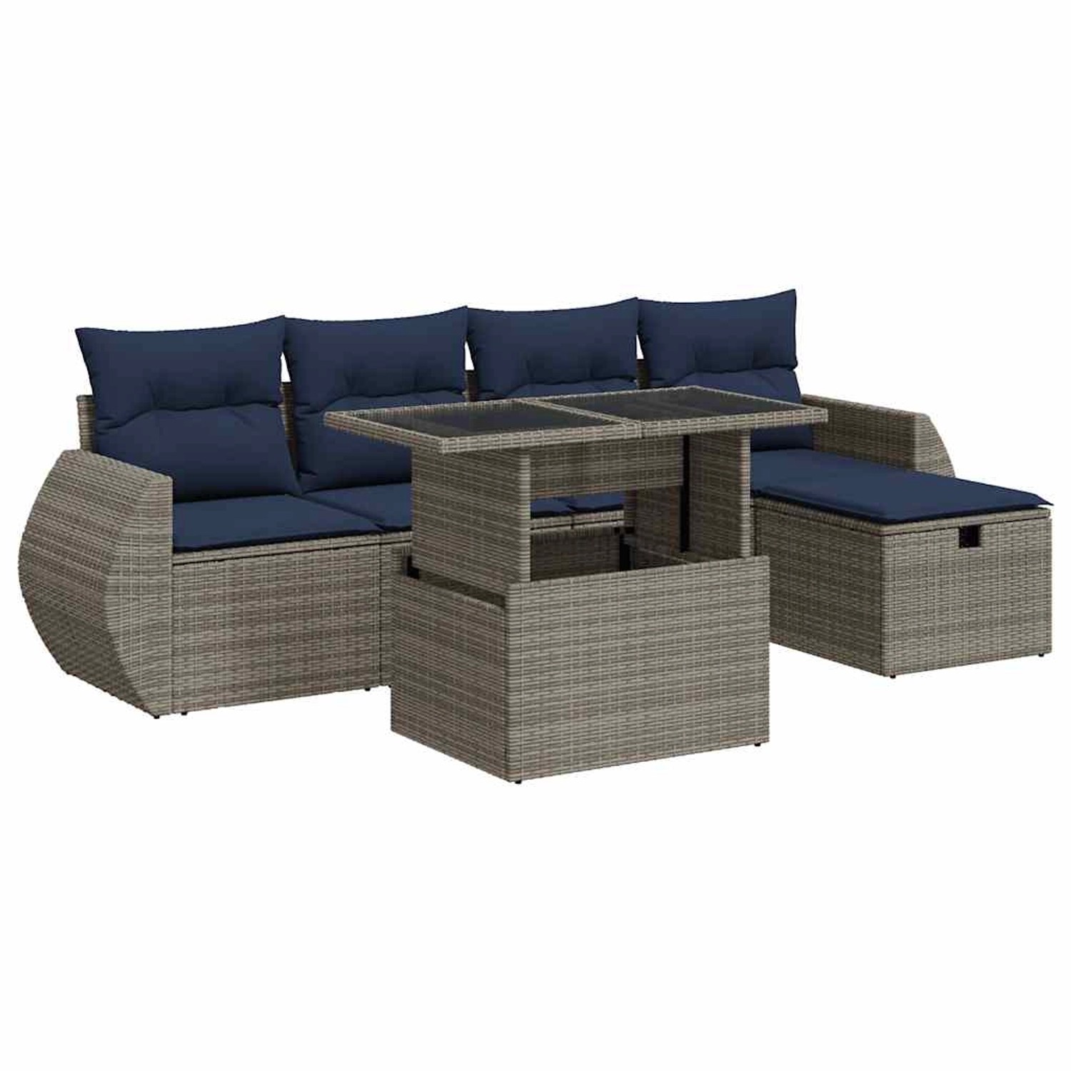vidaXL 6-Tlg Garten-Sofagarnitur mit Kissen Grau Poly Rattan Akazie 3327891 günstig online kaufen