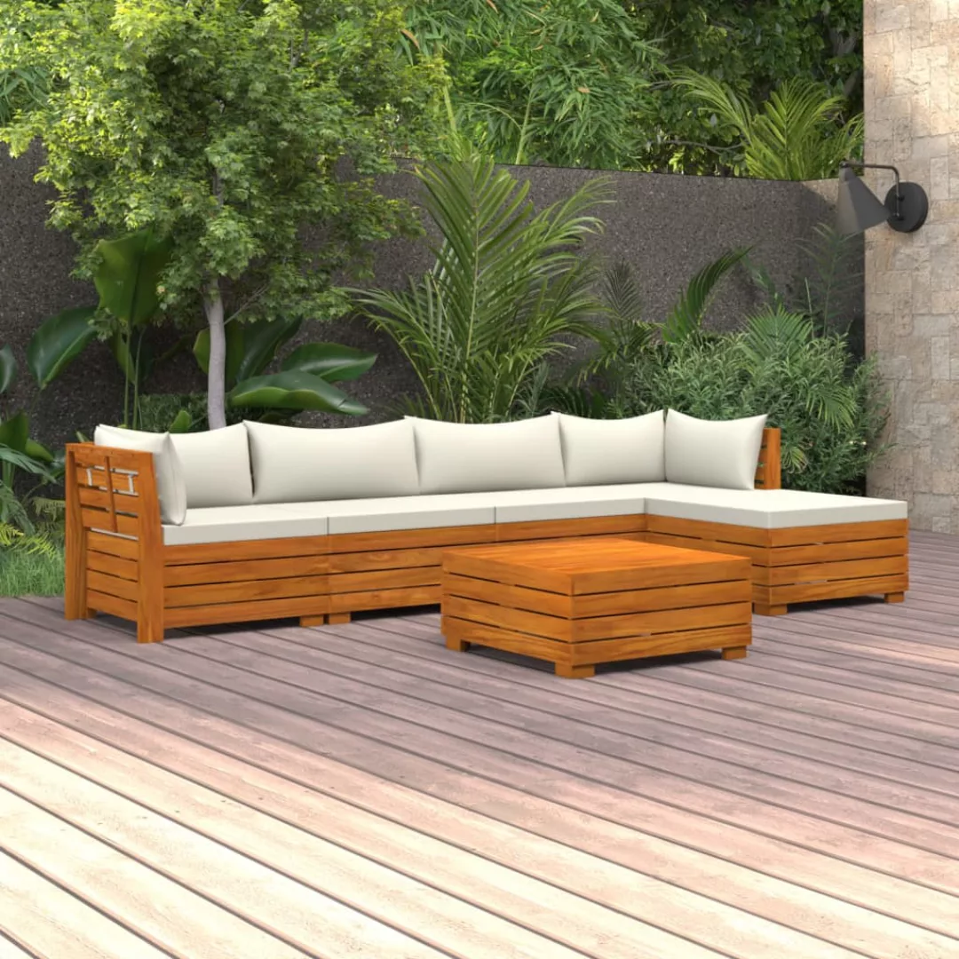 6-tlg. Garten-lounge-set Mit Kissen Massivholz Akazie günstig online kaufen