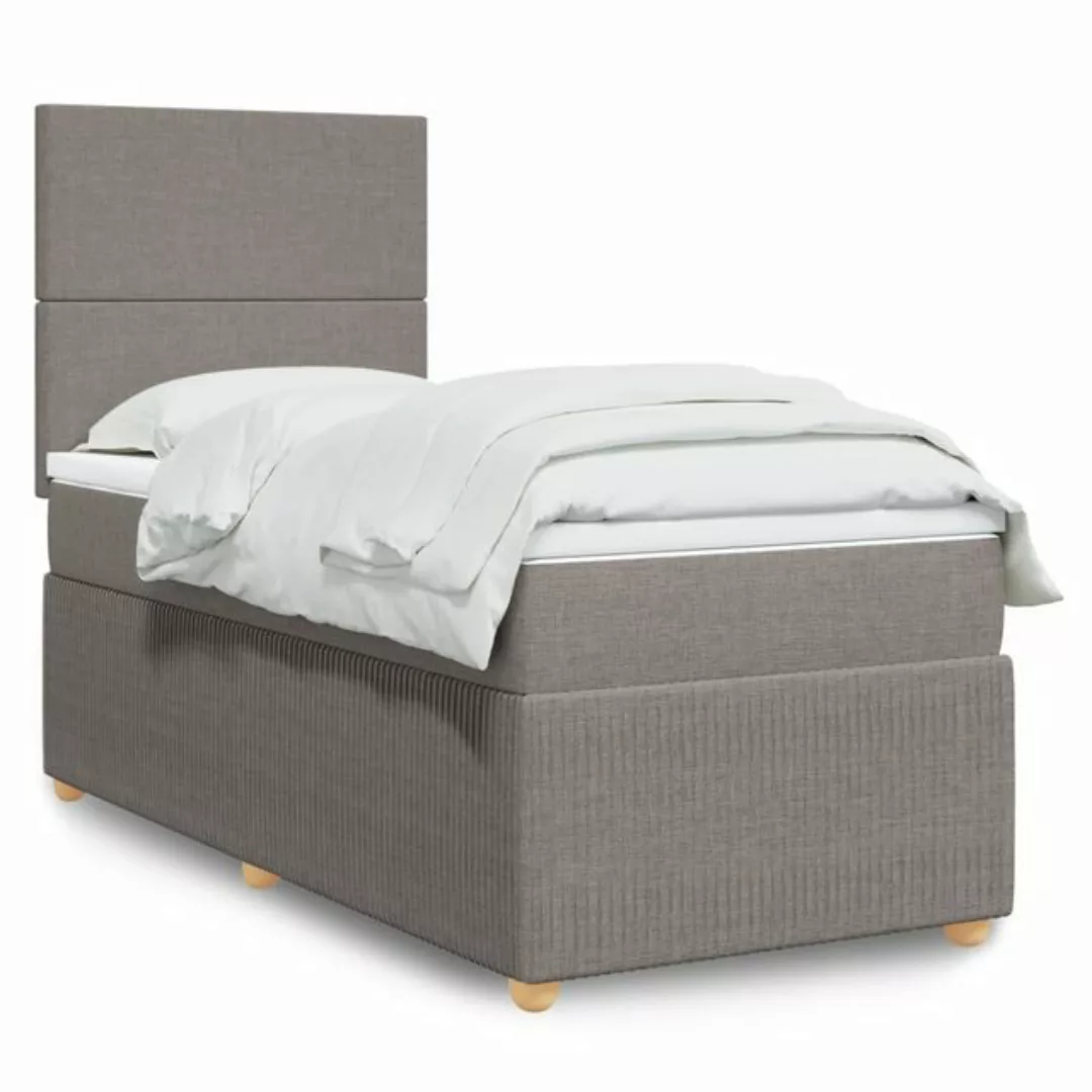 vidaXL Boxspringbett, Boxspringbett mit Matratze Taupe 100x200 cm Stoff günstig online kaufen