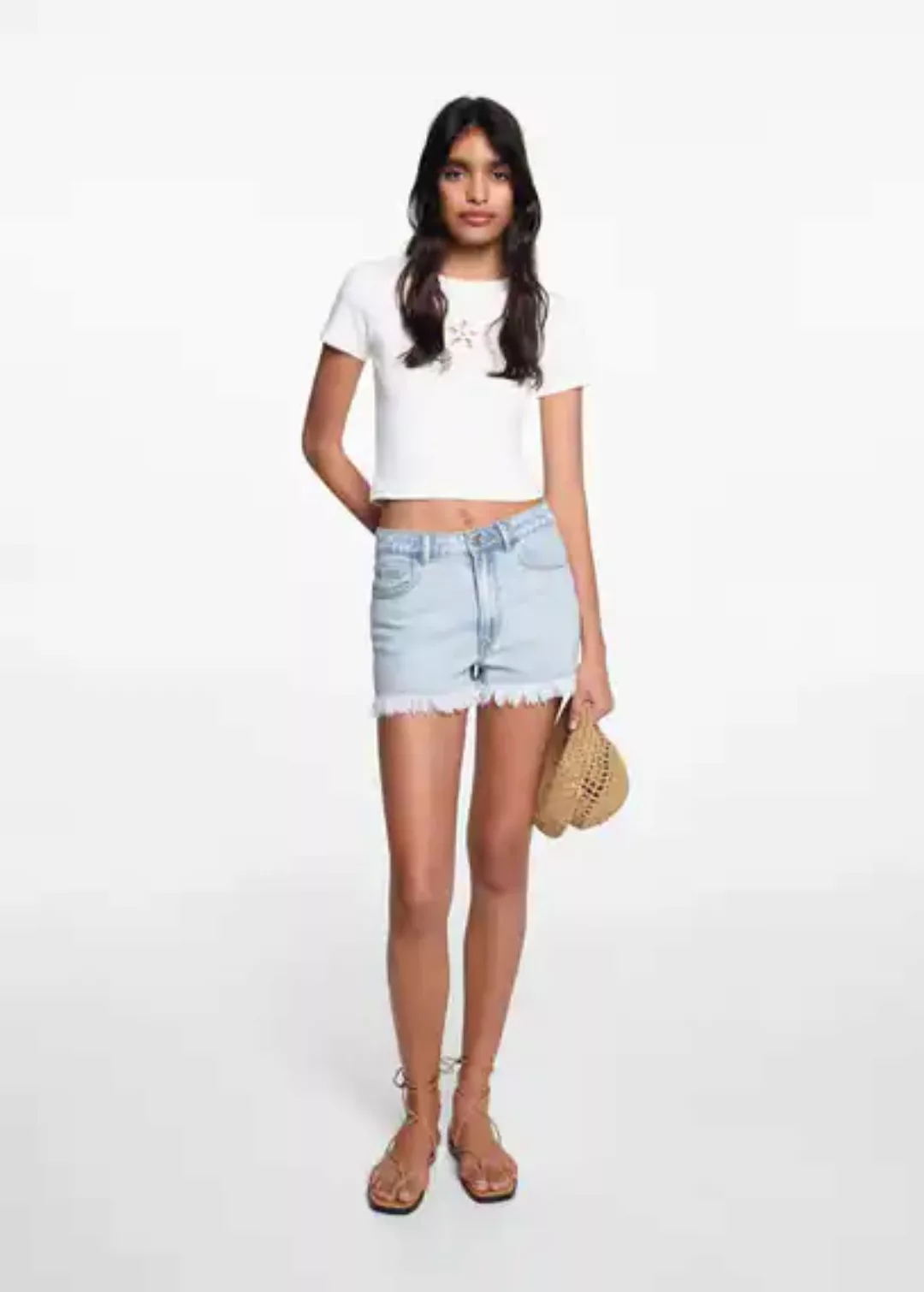 Jeansshorts mit ausgefranstem Saum günstig online kaufen