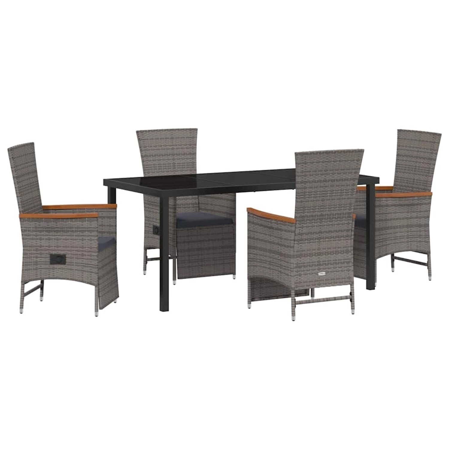 vidaXL Garten Essgruppe mit Kissen 5-Tlg Grau Poly Rattan 3379453 günstig online kaufen